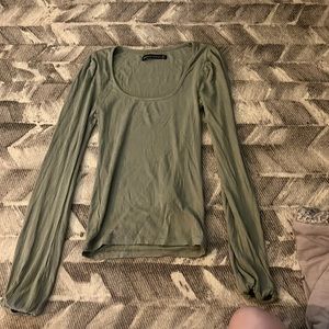 Abercrombie and Fitch olive green, puff sleeved shirt